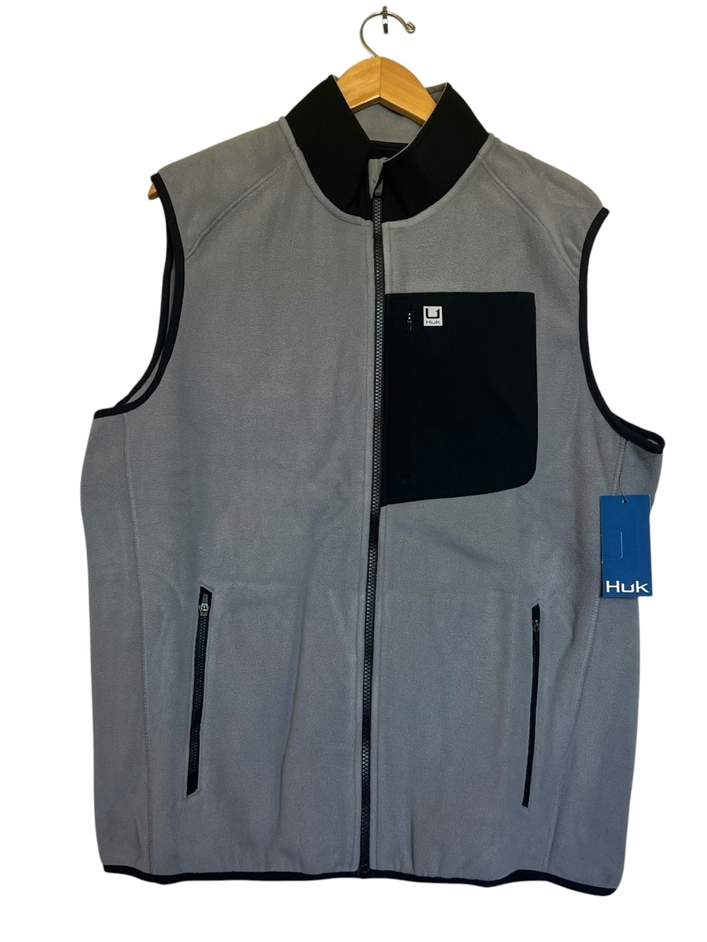 Huk Fishing NWT Men's Gray Fleece Vest with Black Pocket L&XL available